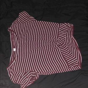 Maroon and white striped crop top